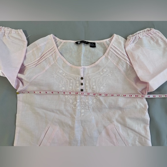Carole Little 100% Linen Boho 3/4 Sleeves Tunic Top Blouse XL embroidery Pink - Picture 4 of 7